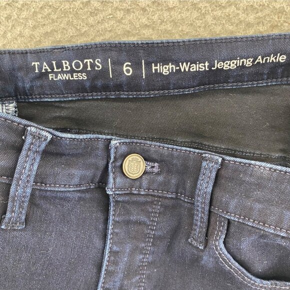 Talbots Jeans Womens 6 Blue Dark Wash Denim High Waist Jegging Ankle Flawless - Picture 5 of 11